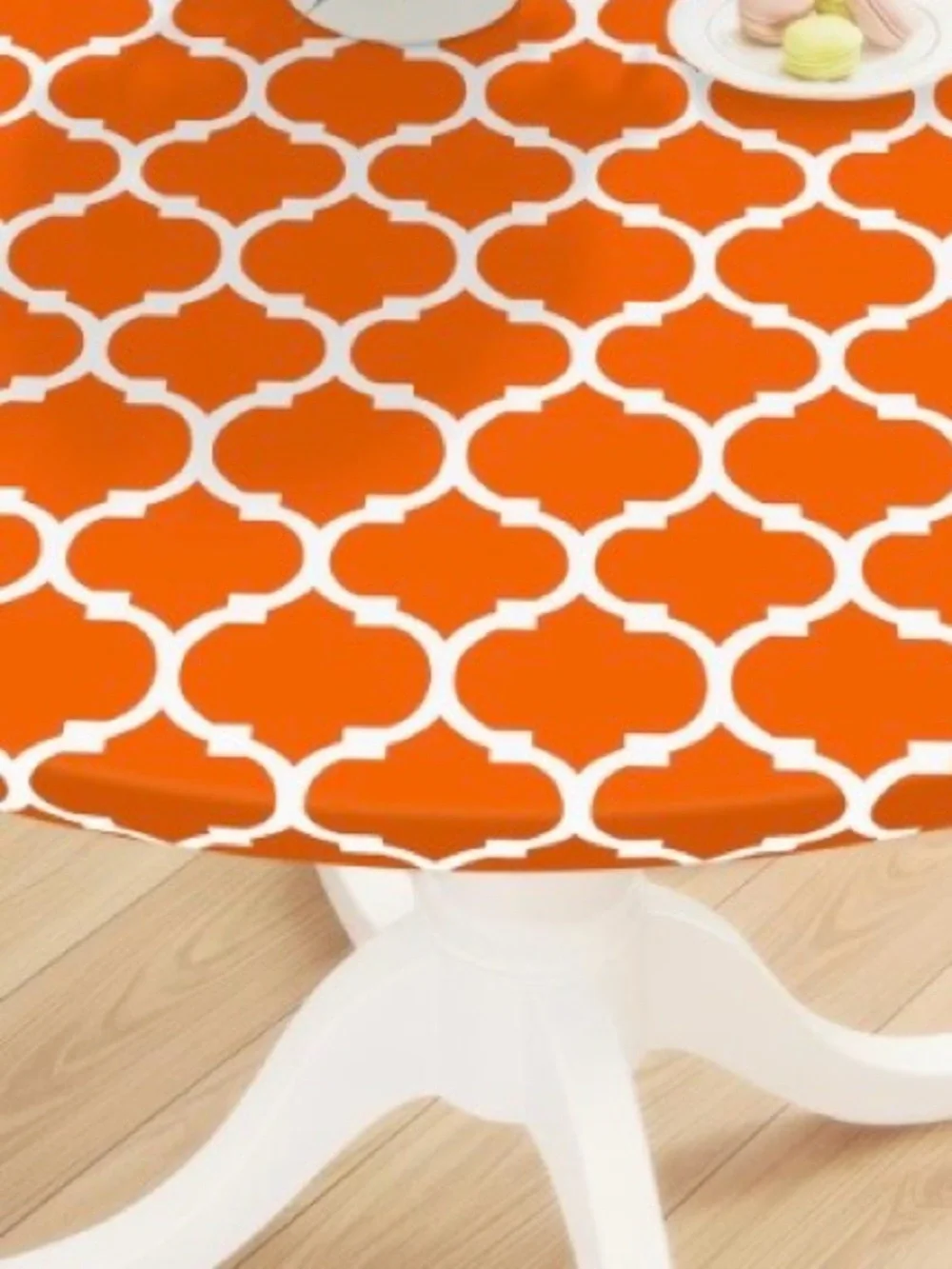 OUTDOOR Picnic VINYL Tablecloth WATERPROOF 45-56” ROUND - ORANGE